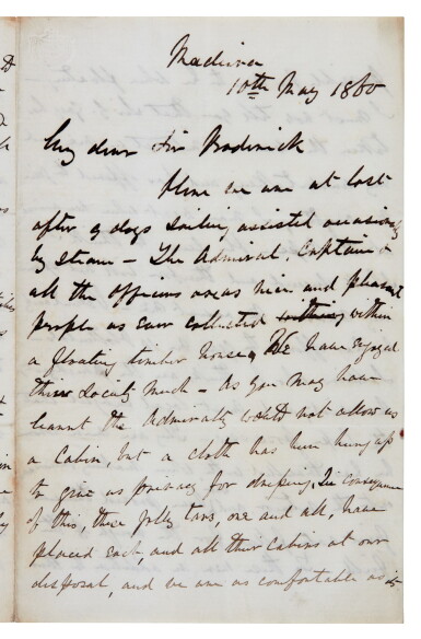 View full screen - View 1 of Lot 139. J.H. Speke | Autograph letter signed, to Murchison, on his Nile expedition and dispute with Burton, 10 May 1860.