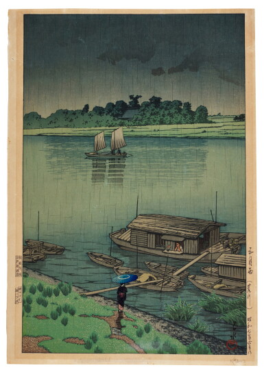 View full screen - View 1 of Lot 136. KAWASE HASUI (1883–1957) THREE WOODBLOCK PRINTS, SHOWA PERIOD (20TH CENTURY).