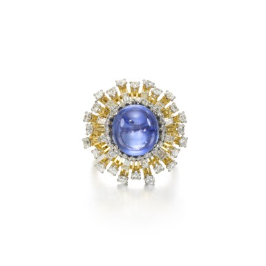 View full screen - View 1 of Lot 40. Sapphire and diamond ring.