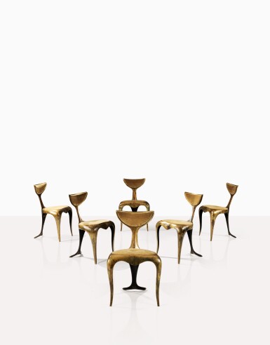 View full screen - View 1 of Lot 175. Six chaises Dolphin tail.