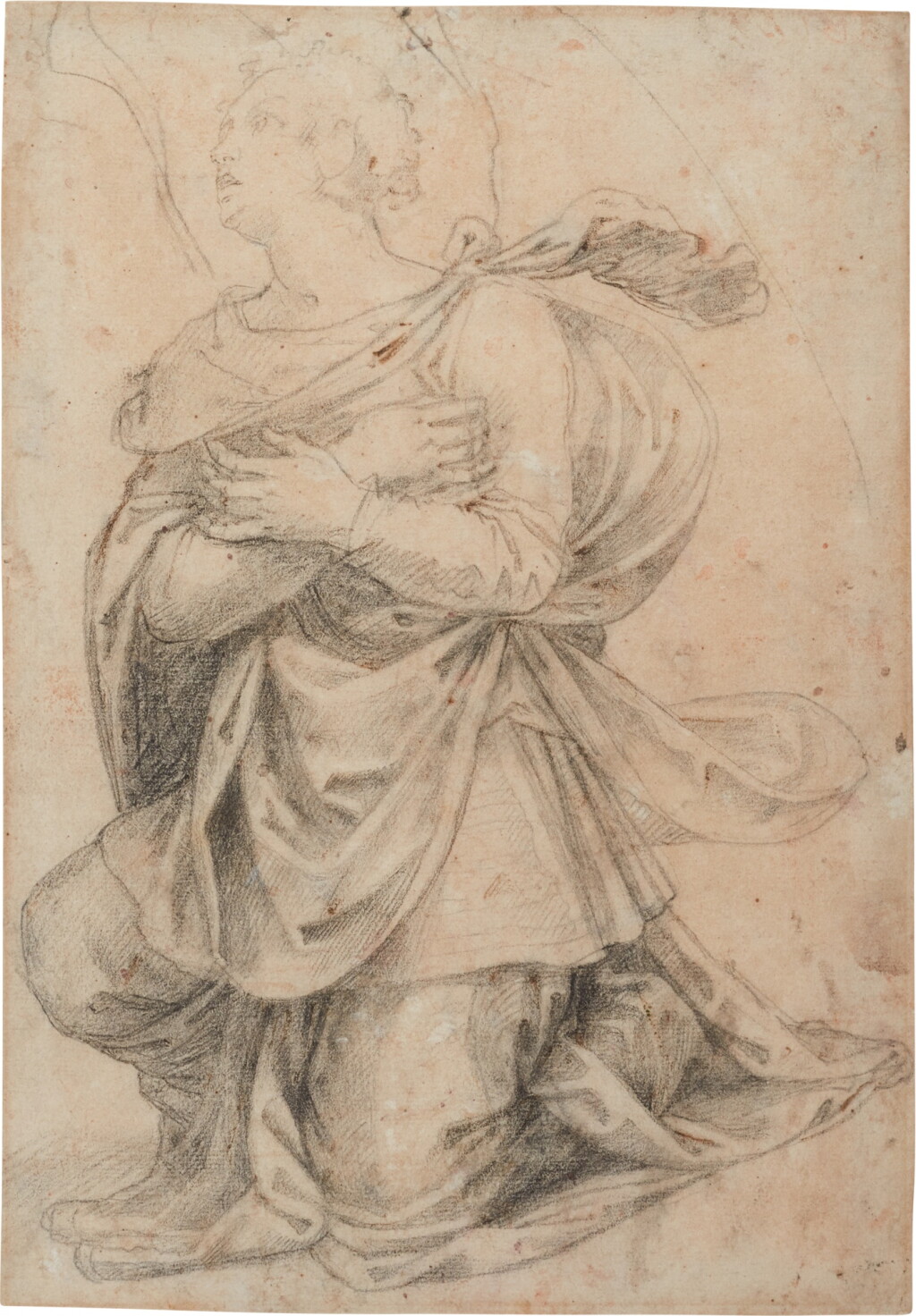 View full screen - View 1 of Lot 416. Study of a kneeling angel.