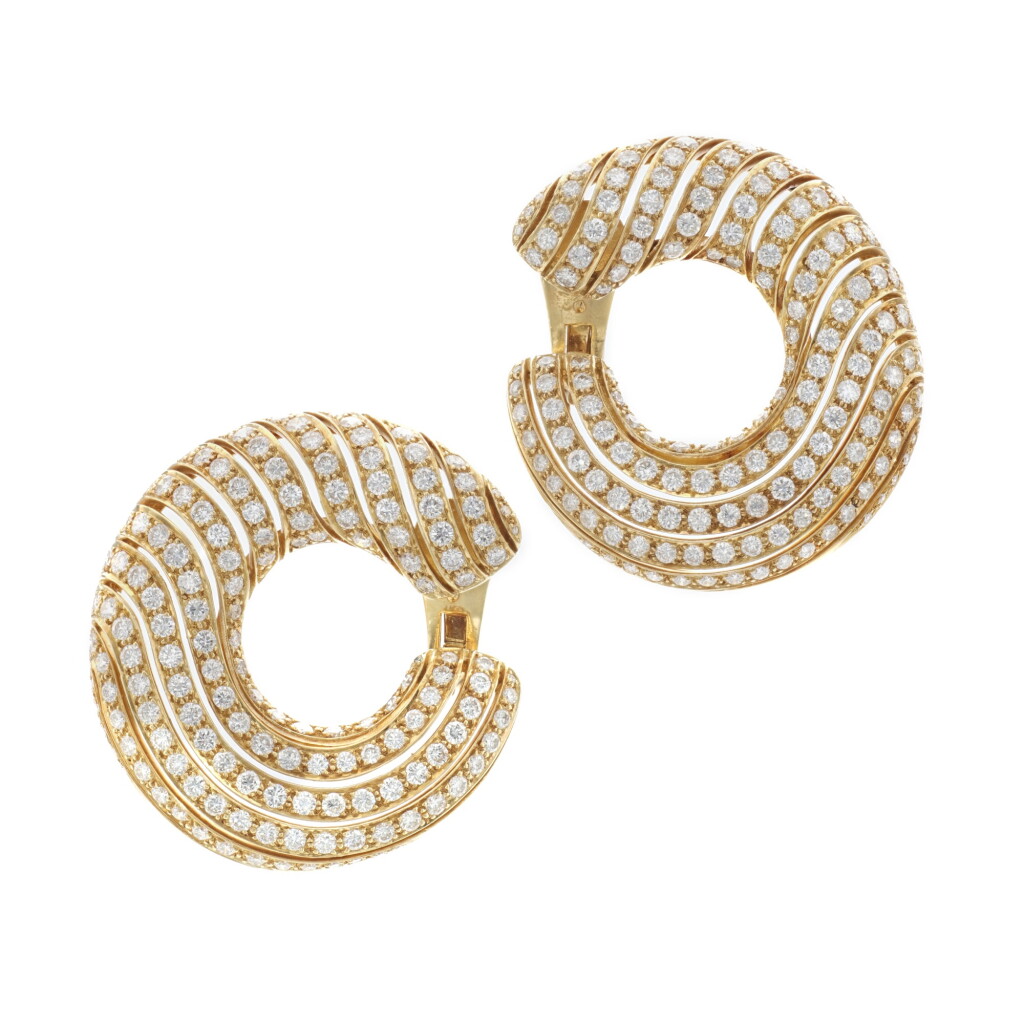 View full screen - View 1 of Lot 730. Diamond ear clips, 'Neptune'.