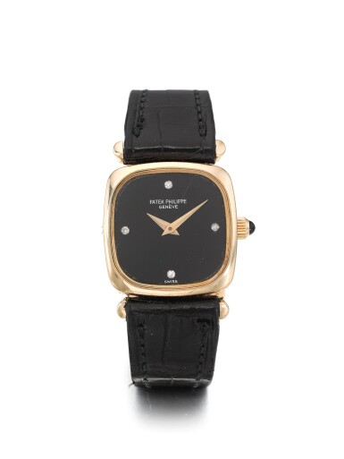 View full screen - View 1 of Lot 27. PATEK PHILIPPE | REF 4459, A YELLOW GOLD CUSHION FORM WRISTWATCH MADE IN 1979.