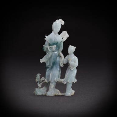 View full screen - View 1 of Lot 9508. A jadeite 'lady and maid' group, 20th century | 二十世紀 翠玉仕女立像.