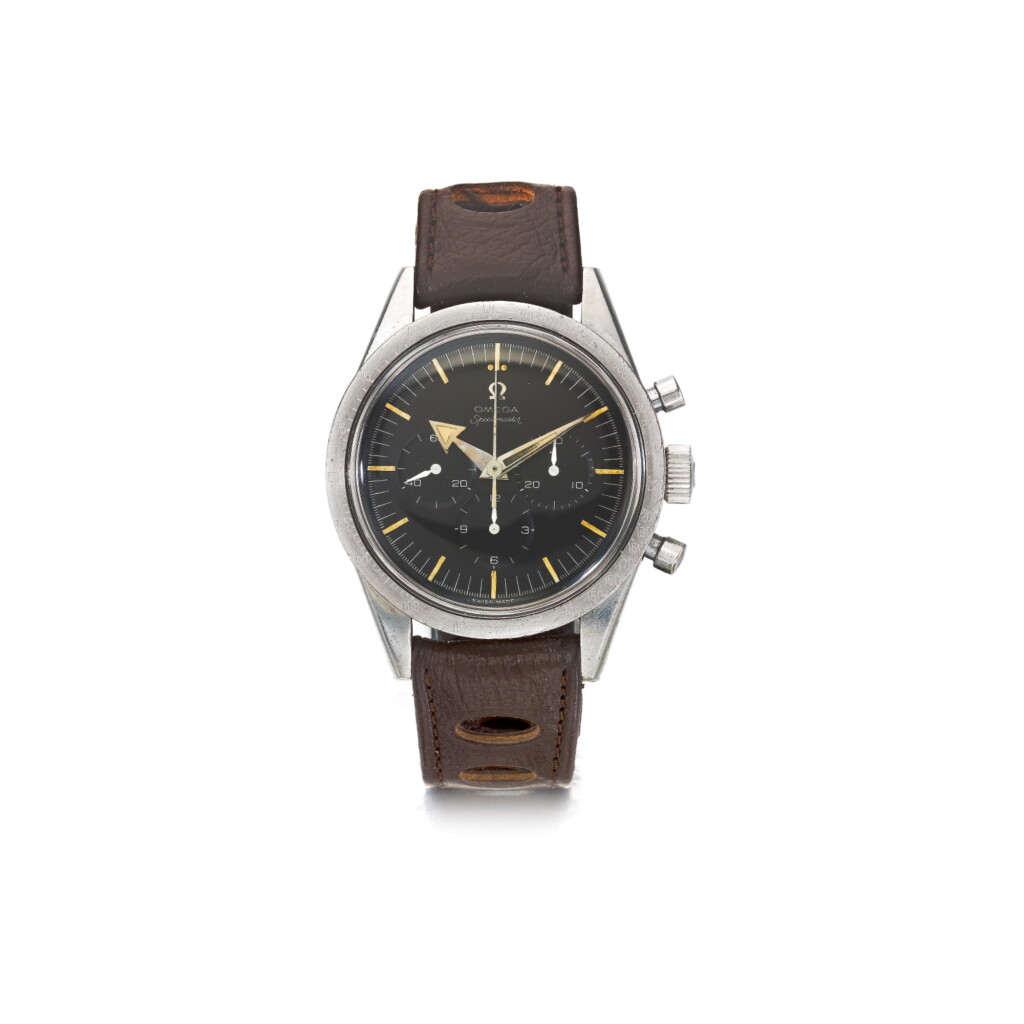 View full screen - View 1 of Lot 1036. OMEGA | REF 2915-2 SPEEDMASTER BROAD ARROW, A STAINLESS STEEL CHRONOGRAPH WRISTWATCH, CIRCA 1958 | 歐米茄 | -2型號「SPEEDMASTER BROAD ARROW」精鋼計時腕錶,年份約1958.