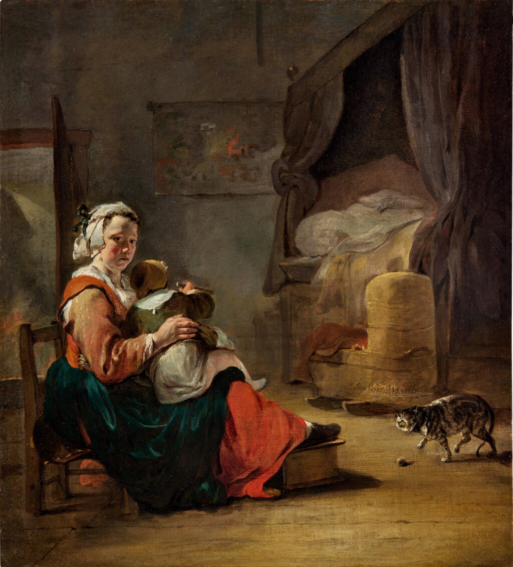 View full screen - View 1 of Lot 28. Interior with a Mother and Child.