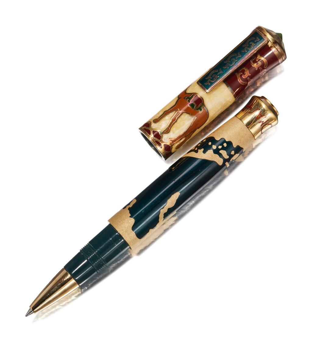 View full screen - View 1 of Lot 89. OMAS | A LIMITED EDITION ENAMEL AND GOLD PLATED BALLPOINT PEN, CIRCA 2000.