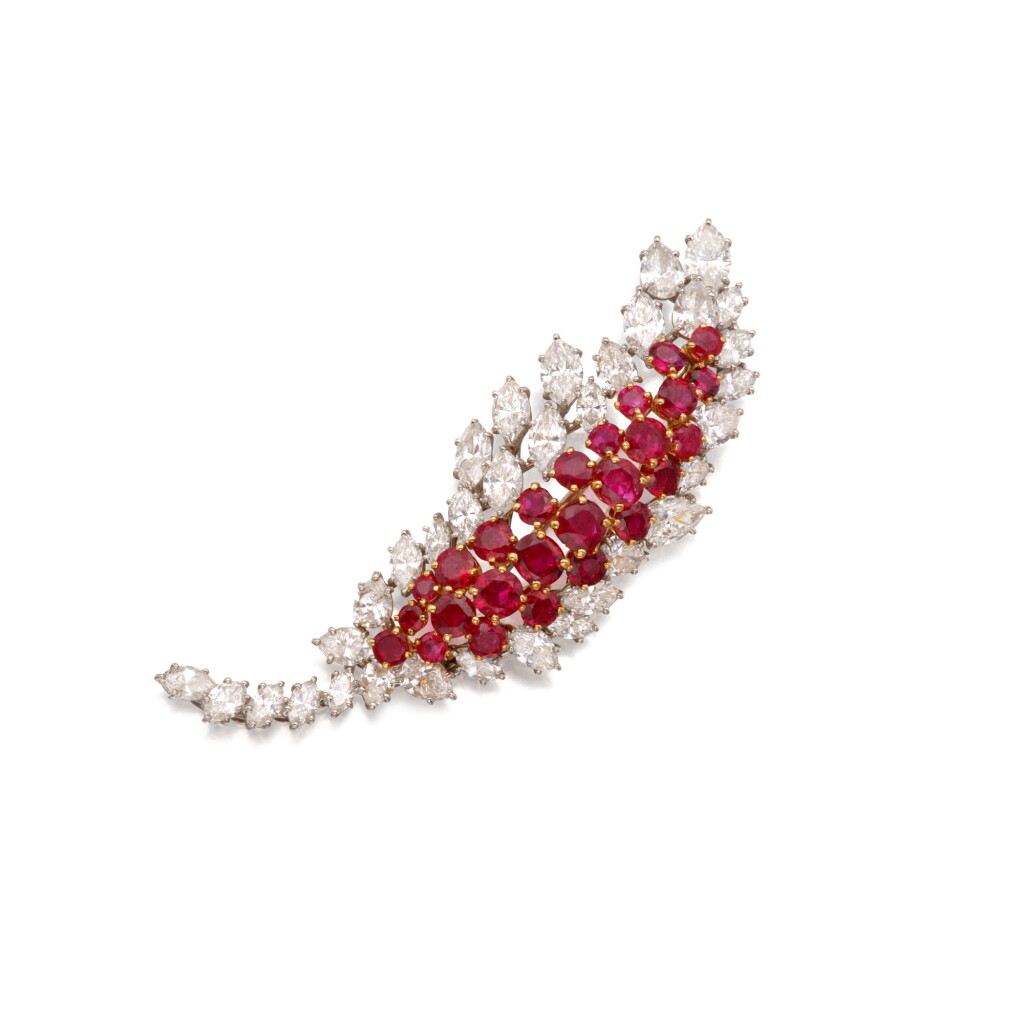 View full screen - View 1 of Lot 105. Ruby and Diamond Brooch.