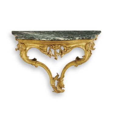 View full screen - View 1 of Lot 293. A North Italian carved giltwood console table, probably Lombardy, mid-18th century.