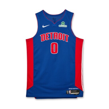 View full screen - View 1 of Lot 187. Jalen Duren Detroit Pistons 2025 NBA Playoffs Eastern Conference Round 1 Game Worn Icon Edition Jersey | Game 1 | Playoff Debut.