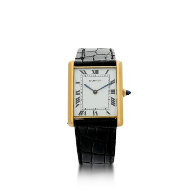View full screen - View 1 of Lot 62. TANK LOUIS JUMBO A YELLOW GOLD AUTOMATIC RECTANGULAR WRISTWATCH, CIRCA 1980.