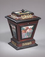 A commesso di pietre dure and parcel ebonized wood casket