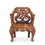 A Chinese carved wood armchair, 20th century