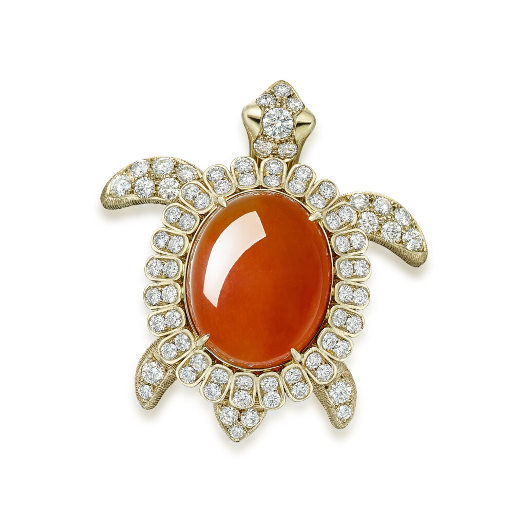 View full screen - View 1 of Lot 1813. Jadeite and Diamond Brooch | 天然翡翠 配 鑽石 胸針.