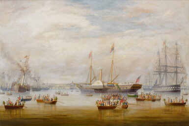 View full screen - View 1 of Lot 212. The Steam Yacht 'Victoria and Albert' in Cork Harbour, 1849.