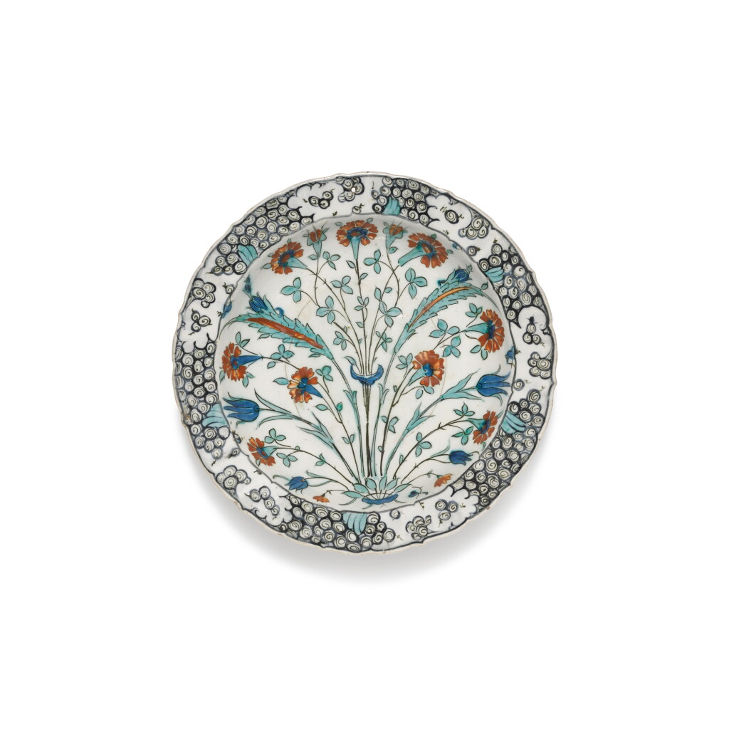 View full screen - View 1 of Lot 211. An Iznik polychrome pottery dish, Turkey, circa 1570.