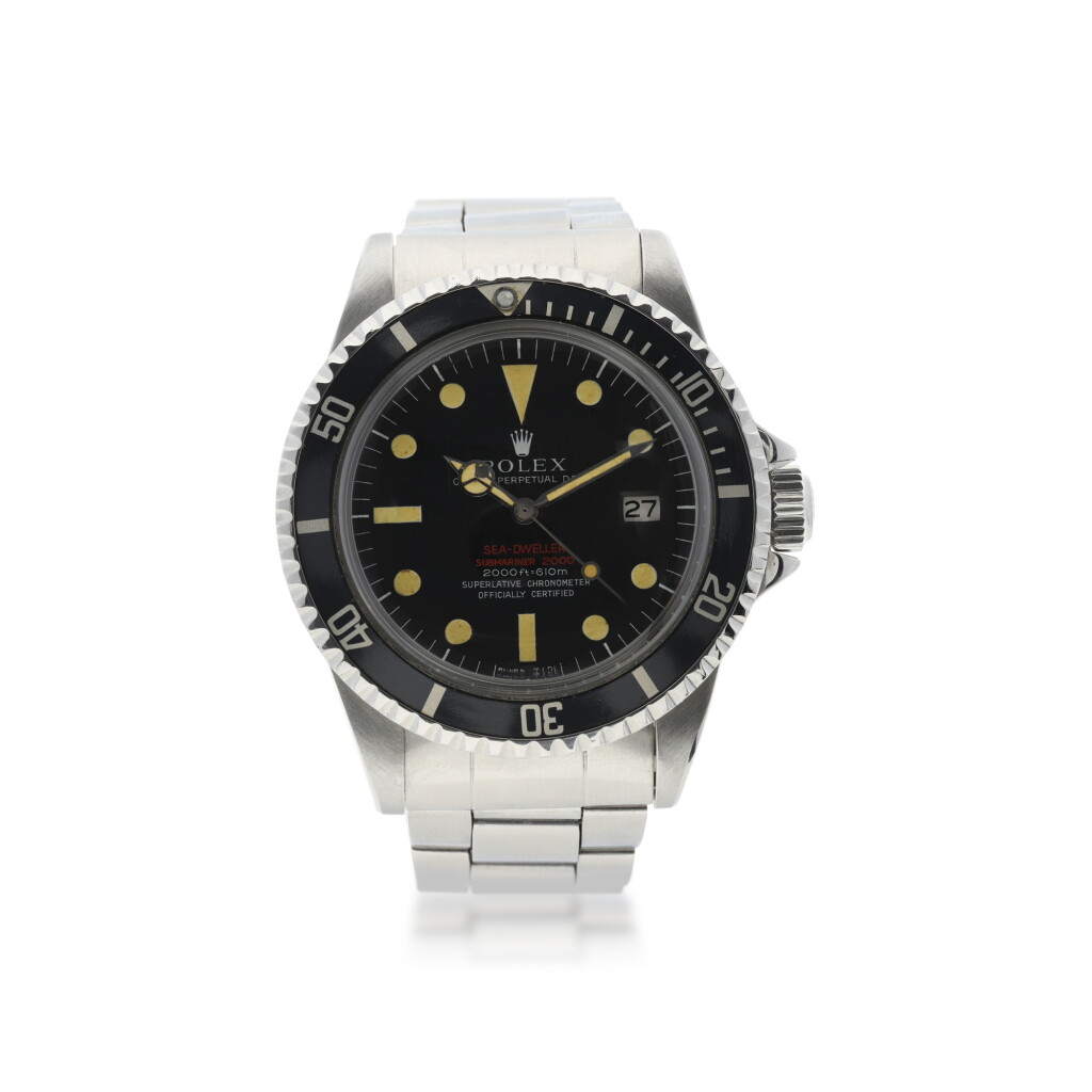 View full screen - View 1 of Lot 6. ROLEX | REFERENCE 1665 DOUBLE RED SEA-DWELLER A STAINLESS STEEL AUTOMATIC WRISTWATCH WITH DATE AND BRACELET, CIRCA 1971.