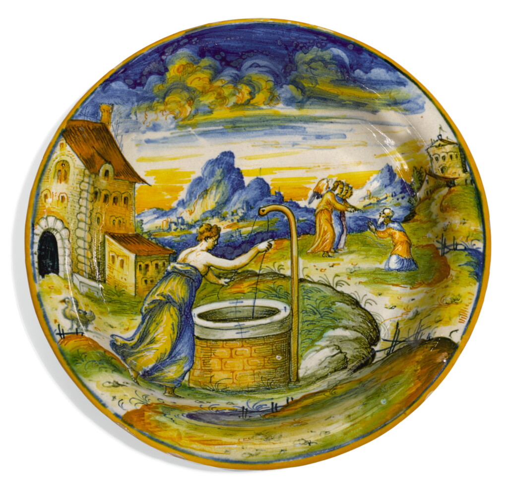 View full screen - View 1 of Lot 12. AN ITALIAN MAIOLICA ISTORIATO BOWL, CIRCA 1570, ATTRIBUTED TO MAESTRO DOMENEGO DA VENEZIA.