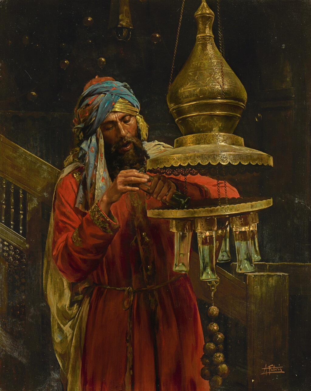 View full screen - View 1 of Lot 26. ANTONIO FABRÉS Y COSTA | LIGHTING THE LAMP.