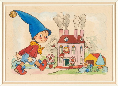 View full screen - View 1 of Lot 3. Harmsen Van Der Beek | Noddy set off to find Four-Chimney House, watercolour drawing, 1950.