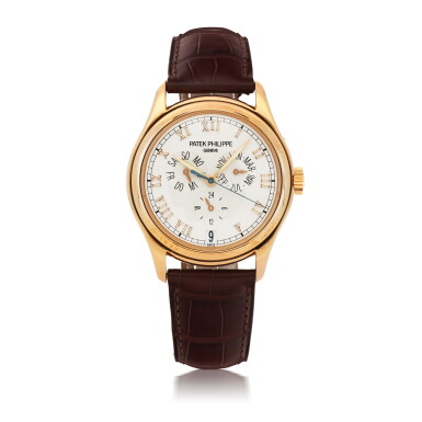 View full screen - View 1 of Lot 347. REF 5035R PINK GOLD ANNUAL CALENDAR WRISTATCH WITH 24 HOUR INDICIATION MADE IN 2002.