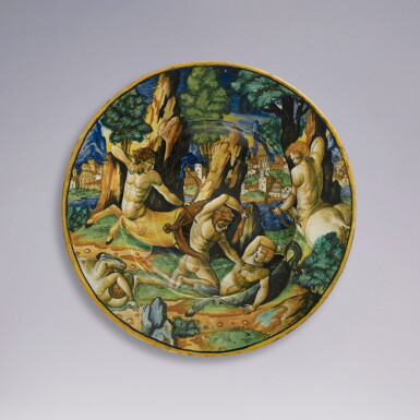 View full screen - View 1 of Lot 653. Probably from the Workshop of Girolamo di Lanfranco dalle Gabicce, Italian, Dutchy of Urbino, Pesaro, circa 1540-50.
