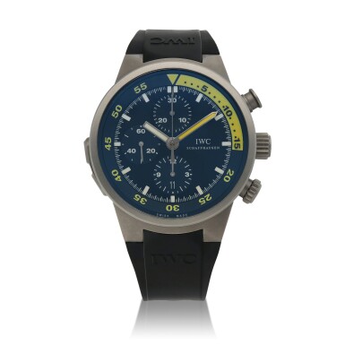 Voir en plein écran - Voir 1 du lot 113. Aquatimer, Ref. 3723 Titanium split-minutes chronograph wristwatch with date Circa 2005.