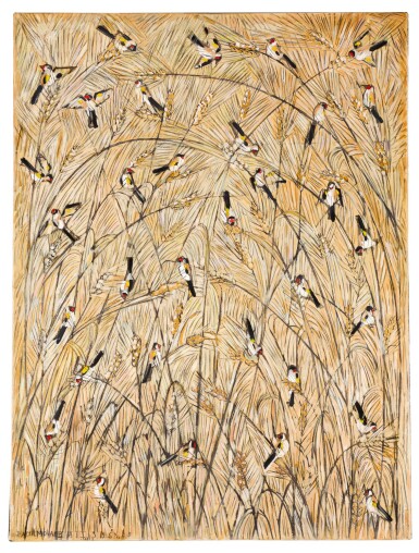 View full screen - View 1 of Lot 88. JAMIL MOLAEB | BIRDS ON WHEAT.