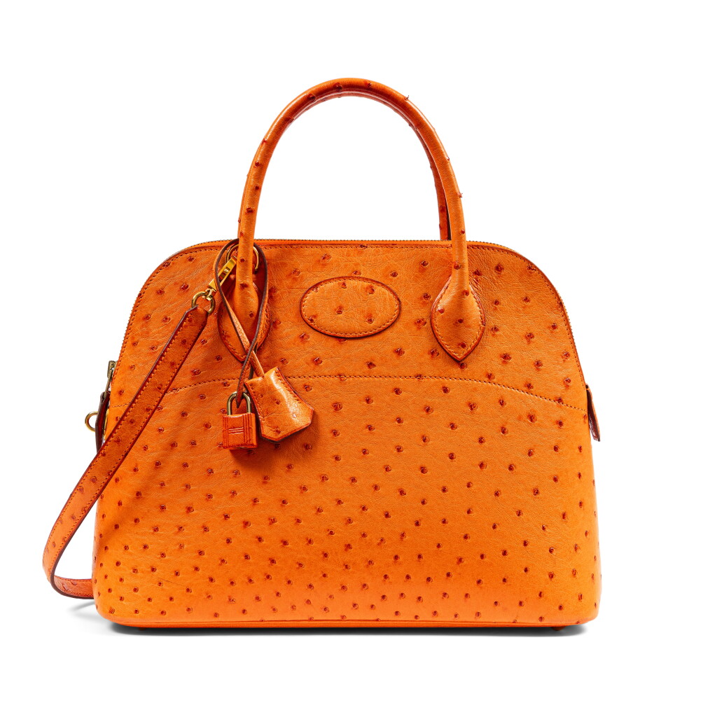 View full screen - View 1 of Lot 675. Orange Ostrich Bolide 31 Palladium and Gold Hardware, 2003.