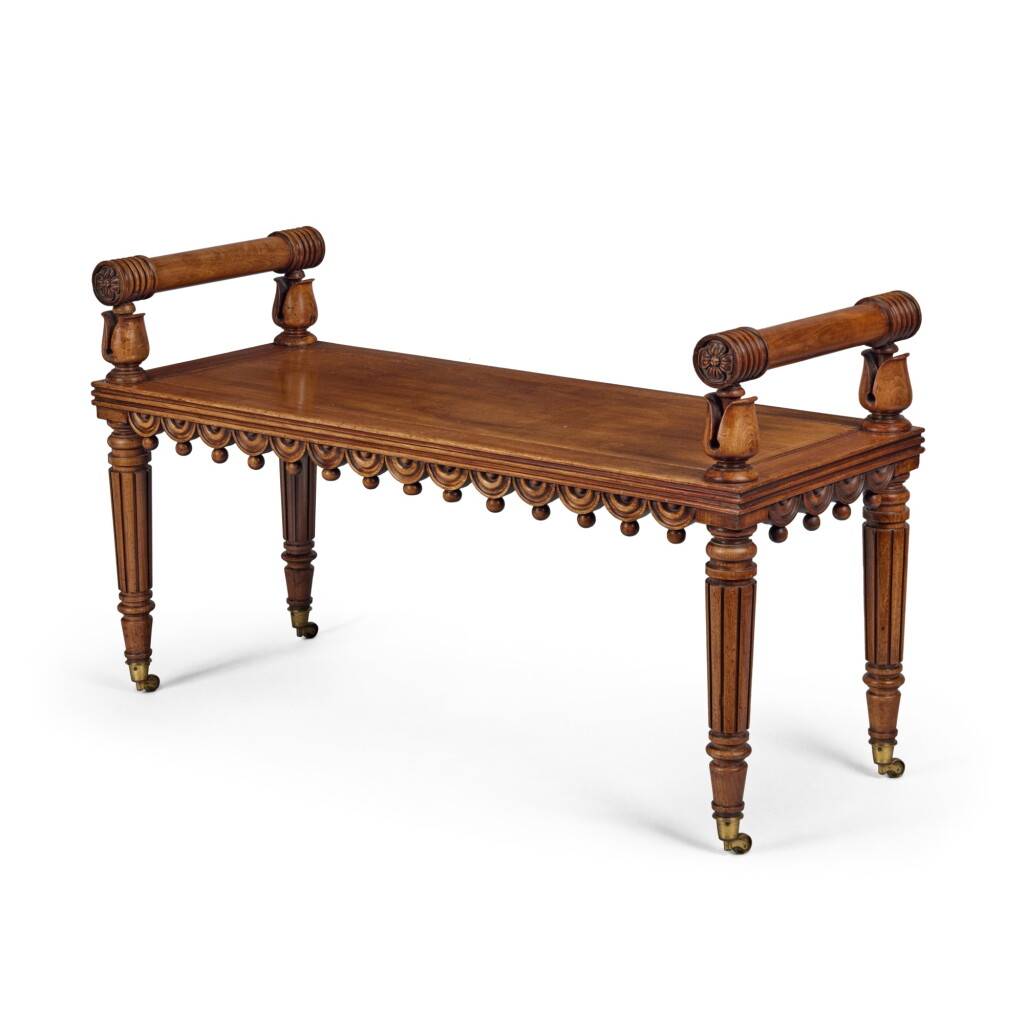 View full screen - View 1 of Lot 1952. A Regency Mahogany Hall Bench After a Design by George Bullock, Circa 1810.