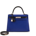 Bleu Electrique and Black Epsom HSS Kelly 28 Sellier Brushed Palladium Hardware, 2018