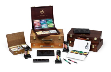 View full screen - View 1 of Lot 1181. Lot comprising various drawing and painting materials from Karl Lagerfeld's desk in Monaco | Lot de matériel de dessin et de peinture du bureau de Karl Lagerfeld de Monaco.