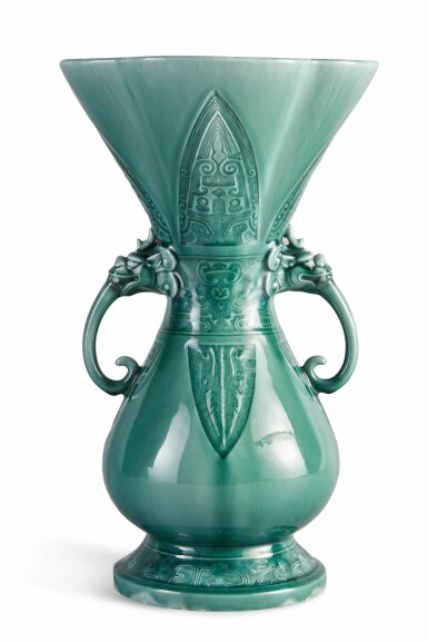 View full screen - View 1 of Lot 347. A THEODORE DECK FAIENCE CELADON-GROUND VASE, CIRCA 1880-90.