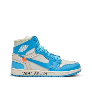 View full screen - View 1 of Lot 22. Virgil Abloh Signed | Nike Air Jordan 1 Retro High Off-White UNC | Size 10.