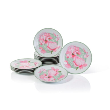 View full screen - View 1 of Lot 293. Fourteen presentation plates in porcelain, by Hermès, Paris, the model created in 1984.
