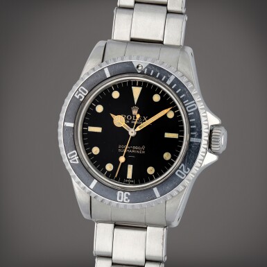 View full screen - View 1 of Lot 2. Submariner 'Cornino Underline', Reference 5513 | A stainless steel wristwatch with bracelet | Circa 1964.
