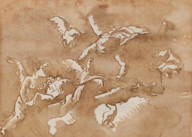 View full screen - View 1 of Lot 45. Putti frolicking in the clouds.