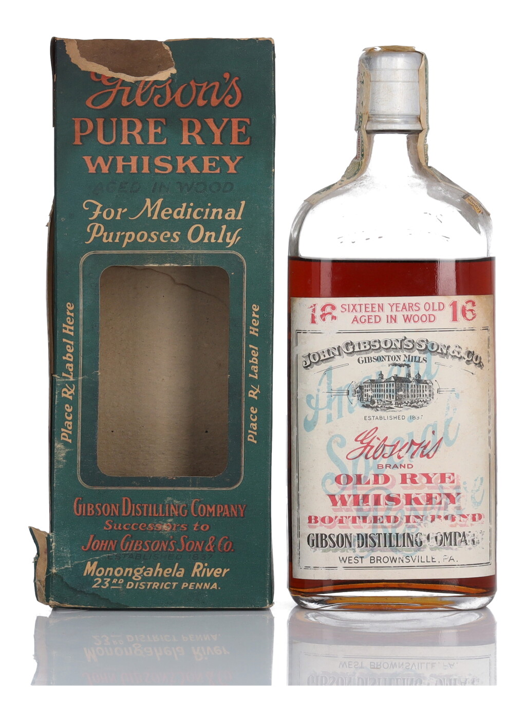 View full screen - View 1 of Lot 249. Gibson's Ancient Special Reserve 16 Year Old 100 Proof 1916.