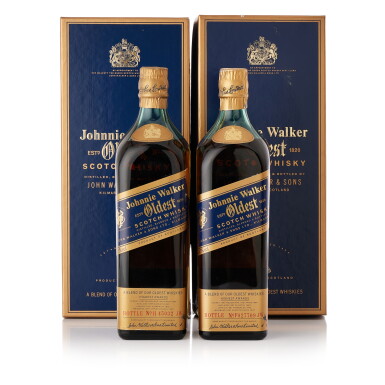 View full screen - View 1 of Lot 9312. Johnnie Walker Oldest Blue Label 43.0 abv NV (2 BT75).