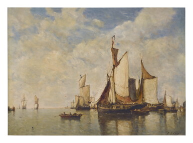 View full screen - View 1 of Lot 1134. PAUL JEAN CLAYS | BOATS IN A HARBOR.