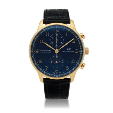 View full screen - View 1 of Lot 433. PORTUGUESE, REF 3714 PINK GOLD CHRONOGRAPH WRISTWATCH CIRCA 2000.