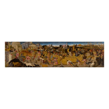 View full screen - View 1 of Lot 114. APOLLONIO DI GIOVANNI | THE TRIUMPH OF MARCUS FURIUS CAMILLUS, A CASSONE PANEL.