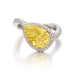 Fancy Vivid Yellow Diamond and Diamond Ring