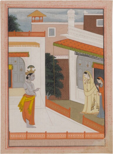 View full screen - View 1 of Lot 392. An Illustration to a Nayaka-Nayika Series, India, Kangra, circa 1810.