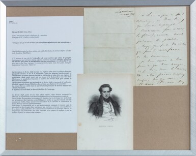 View full screen - View 1 of Lot 1088. Victor Hugo (1802-1885), autograph letter signed to Alphonse de Lamartine, 21 March 1848 | Victor Hugo (1802-1885), lettre autographe signée à Alphonse de Lamartine du 21 mars 1848.