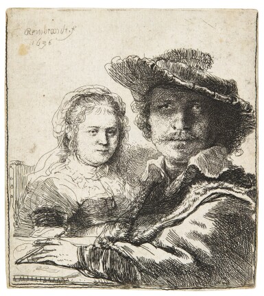 View full screen - View 1 of Lot 71. Self-Portrait with Saskia (B., Holl. 19; New Holl. 158; H. 144).