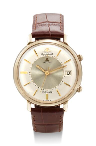 View full screen - View 1 of Lot 8111. LECOULTRE | MEMOVOX, REFERENCE 1335, A YELLOW GOLD WRISTWATCH WITH ALARM AND DATE, CIRCA 1967.