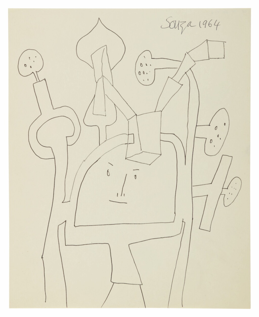 View full screen - View 1 of Lot 1822. FRANCIS NEWTON SOUZA | UNTITLED (SMILING MAZE).