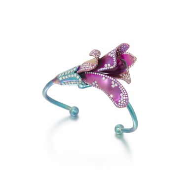 View full screen - View 1 of Lot 261. Margherita Burgener, Amethyst and diamond bangle (Margherita Burgener, Bracciale in ametista e diamanti).