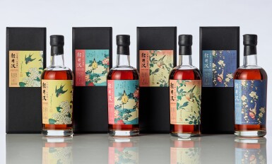 View full screen - View 1 of Lot 2030. 輕井澤 Karuizawa Single Sherry Cask 18 Year Old Flower and Bird Series Set NV (4 BT70).